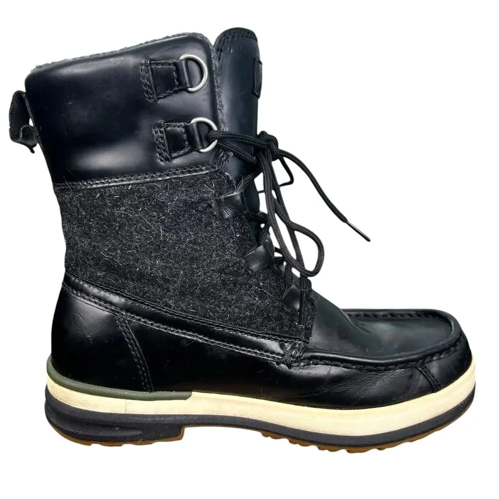 UGG Men’s Ory Black Leather Waterproof Winter Boot Size US 7.5